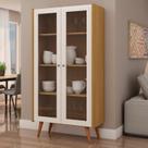 Cristaleira 2 Portas de Vidro Molduras com Detalhes em 45 100% MDF Bege/Cinamomo/White Cristaleira 2 Portas de Vidro Molduras com Detalhes em 45 100% MDF Bege/Cinamomo/White