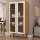 Cristaleira 2 Portas de Vidro Molduras com Detalhes em 45 100% Mdf