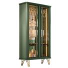 Cristaleira 2 Portas De Vidro Pé Em Aço Dourado Lucie Verde Pistache H01 - D'rossi