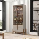 Cristaleira 4 Portas Vidro MDF Off White Cedro 83cm Lizz