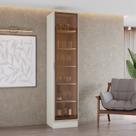 Cristaleira 50cm 1 Porta com Led e Vidro Reflecta Temperado 100% Mdf Fizneze