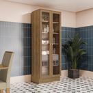 Cristaleira 80cm 2 Portas 1 Gaveta Botanic Kappesberg - Nogueira/Fendi
