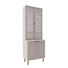 Cristaleira 80cm 2 Portas Vidro Balcão MDF Cozinha Modulada