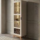 Cristaleira Adega 10 Nichos LED e Espelhos 186,5cm Mirage Cinamomo/Off White