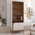 Cristaleira Balneário 4 Portas 2 Prateleiras Adega Off White/Freijó - Panorama Móveis