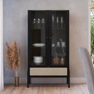 Cristaleira bar oslo 2 portas 1 gaveta 83cm palinha hanover ou nero base madeira - artesano