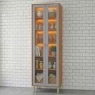 Cristaleira com Led 2 Portas Reflecta 70 Cm Divina Brilhante Celeste