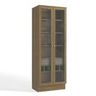 Cristaleira Cozinha 2 Portas de Vidro 1 Gaveta 4 Prateleiras 5 Nichos 80 cm Marrom Madeira Verde