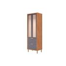 Cristaleira de Cozinha Eloise c/ 3 Portas (2 c/ Vidro Reflecta e 1 Basculante) e 1 Gaveta 70cm Cinamomo/Titanium - MGM