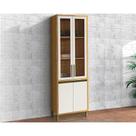 Cristaleira de Cozinha Tempranillo c/ 4 Portas 2 c/Vidro Canelado 70x230cm Amendoa/Off White - Ronipa