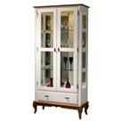 Cristaleira de Vidro e Madeira Antique 2 Portas e 1 Gaveta com Espelho e LED - M560303EL