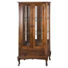 Cristaleira de Vidro e Madeira Antique com 2 Portas 1 Gaveta e Espelho - 1080E