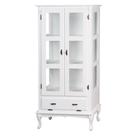 Cristaleira de Vidro e Madeira Antique com 2 Portas e 1 Porta Basculante -1001 - laca Branca