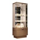 Cristaleira Decorativa Peggy Nicho Adega com LED Portas de Vidro Castanho/Off White G26 - Gran Belo