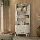 Cristaleira Decorativa Swank 2 Gavetas Iluminação Led Espelho MDP Calacata/OffWhite G97 - Gran Belo