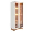 Cristaleira Decorativa Tenerife Com Portas de Vidro e Adega LED MDF/MDP OffWhite/Freijó G73 - Gran Belo