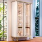 Cristaleira Decorativo com LED Portas de Vidro Texas Off White/Champagne G26 - Gran belo
