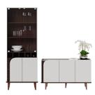 Cristaleira e Aparador Buffet Jurerê Off White Matte Nogueira Real - Colibri