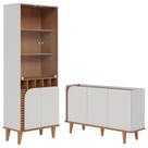 Cristaleira e Aparador Buffet Para Sala Jurerê Off White Matte Freijó Colibri