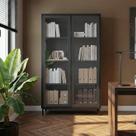 Cristaleira Estante Alta Refresh 148,5cm com 2 Portas de Vidro e 3 Prateleiras para Sala de Estar ou Jantar