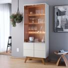 Cristaleira Grande com 4 Portas 71x182cm Noronha Off White Freijó
