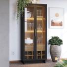 Cristaleira Guanabara 2 Portas 1 Gaveta Preto Fosco/Noce Milano - Colibri