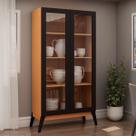 Cristaleira Jamaica 2 Portas Cinamomo/Preto Fosco - Genialflex