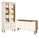 Cristaleira Liz E Aparador Buffet Ambar Off White Nature Henn