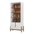 Cristaleira Lizz Sala de Estar com Pés de Madeira Maciça