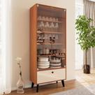 Cristaleira Londres 2 Portas 1 Gaveta com Vidro Creme/Freijó - Politorno