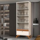 Cristaleira Madrid Sala de Estar com Pés de Madeira Maciça
