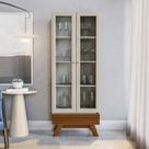 Cristaleira Maju 2 Portas Freijó e Off White 71x185 cm L04 - D Rossi