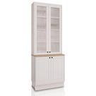 Cristaleira MDF Herval Viana, com Vidro, 3 Peças, Branco Ártico e Carvalho Nature