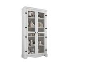 Cristaleira NE Modelo Retrô Rústico 2 Portas Com Vidro de 3mm 4 Prateleiras Puxadores e Dobradiças em Metal Tampo de 18mm Cor Branco