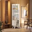 Cristaleira para Sala de Jantar 4 Portas Vidro e Curva com Espelho Led e Nicho Garrafeiro Marina