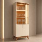 Cristaleira Paraty 180cm 4 Portas de Vidro LED Slim MDP/MDF Frisos Puxador Cava