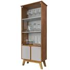 Cristaleira Porta de Vidro 70cm Pés Retrô Madri Naturalle/Off - Bechara