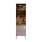Cristaleira Proença D9170 60 cm 1 Porta Reflecta e 2 Gavetas Nogueira Nude Prime TX - Demartêz