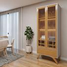 Cristaleira Reflecta 100% MDF 2 Portas Pés Madeira Maciça com Led Ávila Cristaleira Reflecta 100% MDF 2 Portas Pés Madeira Maciça com Led Ávila