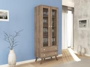 Cristaleira Retro 2 Portas 2 Ga Rústico Marrom Movel Bento