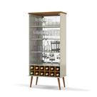 cristaleira retro alto padrão 2 porta vidro com adega para 12 garrafas luxo design moderno clean pés madeira palito bar vintage armário