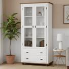 Cristaleira Rústica de Madeira 2 Portas e 2 Gavetas com Pés Torneados - Branco Laca com tampo e base Imbuia Glazer Cristaleira Rústica de Madeira 2 Portas e 2 Gavetas com Pés Torneados - Branco Laca com tampo e base Imbuia Glazer