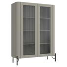 Cristaleira Sala De Jantar 2 Portas Vidro Pés Industrial Preto Naim I03 Grigio - Lyam Decor