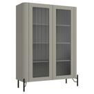 Cristaleira Sala De Jantar 2 Portas Vidro Pés Industrial Preto Naim I03 Grigio - Lyam Decor