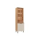 Cristaleira Sala Jantar Selene 4 Ptas 2 c/ Vidro Reflecta e Leads 65cm Jequitiba/Off White Fosco - Linea Brasil