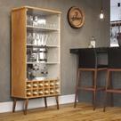 Cristaleira SEL Estilo Retrô Com Adega Para 12 Garrafas Cor Cinamomo / Off White