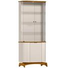 Cristaleira Serena com 3 Portas e Led New Ceval Cor Ipê Off White