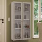 Cristaleira Suspensa 70 cm 2 Portas de Vidro Branco/Crema Vik Madesa