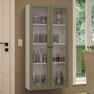 Cristaleira Suspensa 70 cm 2 Portas de Vidro Branco/Verde Vik Madesa Cristaleira Suspensa 70 cm 2 Portas de Vidro Branco/Verde Vik Madesa