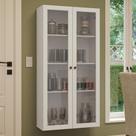 Cristaleira Suspensa 70 Cm 2 Portas De Vidro Branco Vik Madesa